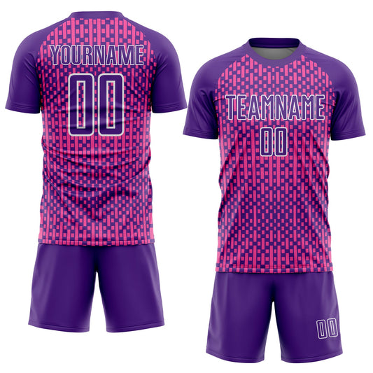 Custom Purple Pink-White Abstract Geometric Shapes Sublimation Soccer Uniform Jersey - Sky-Custom