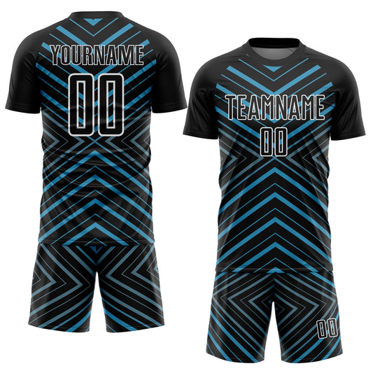 Custom Black Panther Blue-White Stripes Sublimation Soccer Uniform Jersey - Sky-Custom