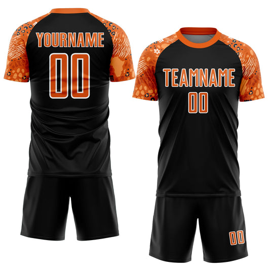Custom Black Bay Orange-White African Pattern Sublimation Soccer Uniform Jersey - Sky-Custom