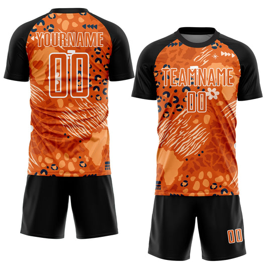 Custom Orange Bay Orange-Black African Pattern Sublimation Soccer Uniform Jersey - Sky-Custom