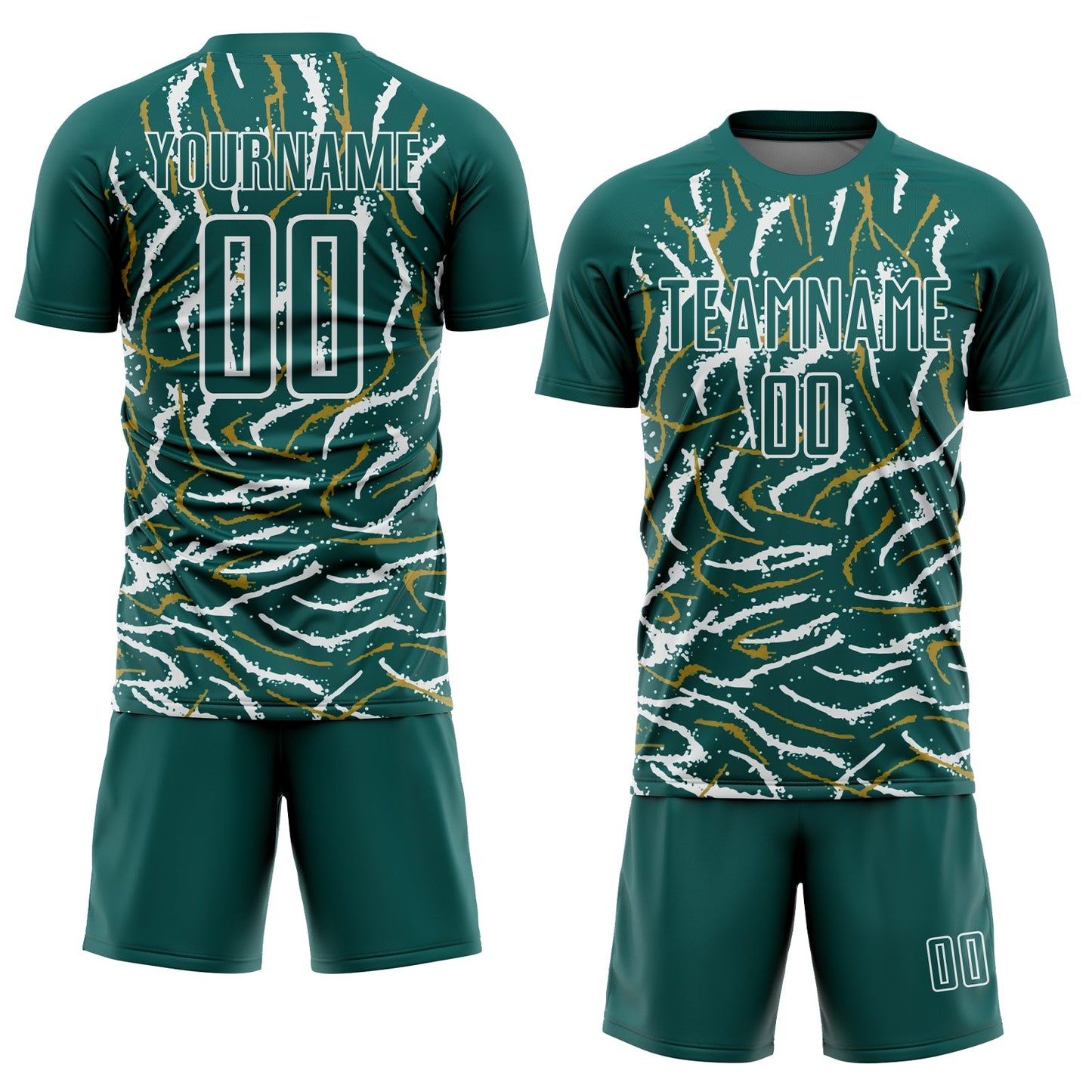 Custom Midnight Green White Curved And Wavy Lines Sublimation Soccer Uniform Jersey - Sky-Custom