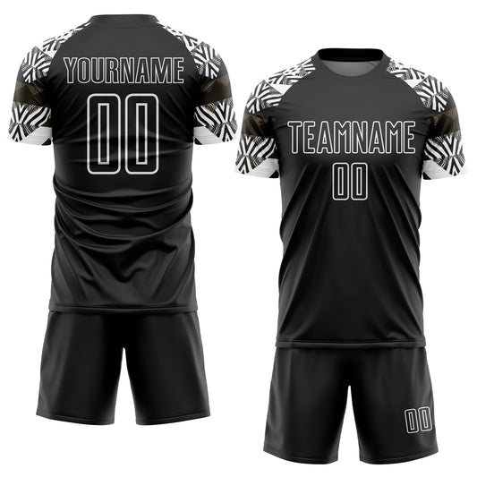 Custom Black White Zebra And Geometric Pattern Sublimation Soccer Uniform Jersey - Sky-Custom