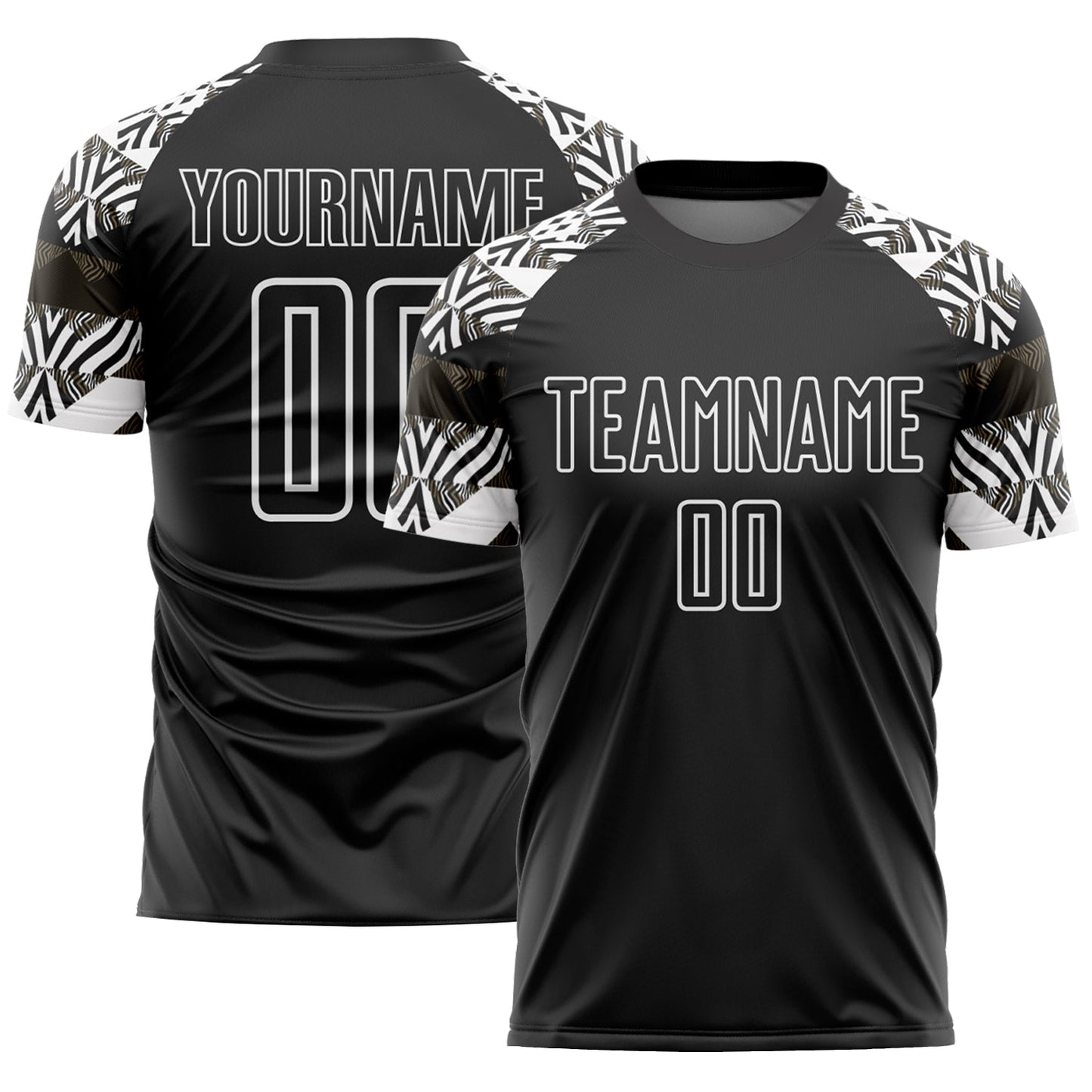 Custom Black White Zebra And Geometric Pattern Sublimation Soccer Uniform Jersey - Sky-Custom