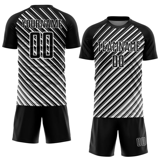 Custom Black White Slash Sublimation Soccer Uniform Jersey - Sky-Custom