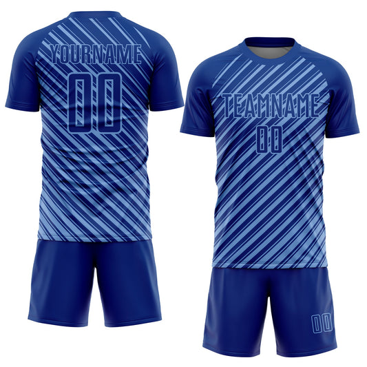 Custom Royal Light Blue Slash Sublimation Soccer Uniform Jersey - Sky-Custom