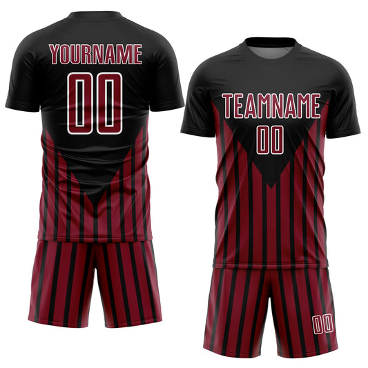 Custom Black Crimson-White Lines Sublimation Soccer Uniform Jersey - Sky-Custom