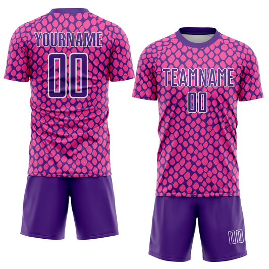 Custom Pink Purple-White Snake Skin Sublimation Soccer Uniform Jersey - Sky-Custom