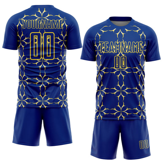 Custom Royal Yellow Damask Pattern Sublimation Soccer Uniform Jersey - Sky-Custom