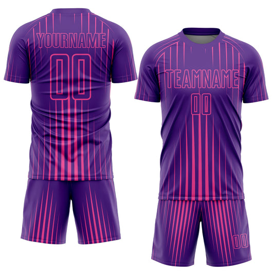 Custom Purple Pink Lines Sublimation Soccer Uniform Jersey - Sky-Custom