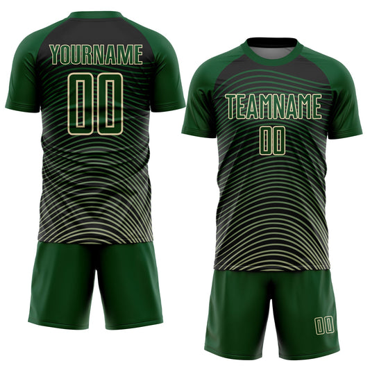 Custom Green Cream-Black Gradient Geometric Lines Sublimation Soccer Uniform Jersey - Sky-Custom