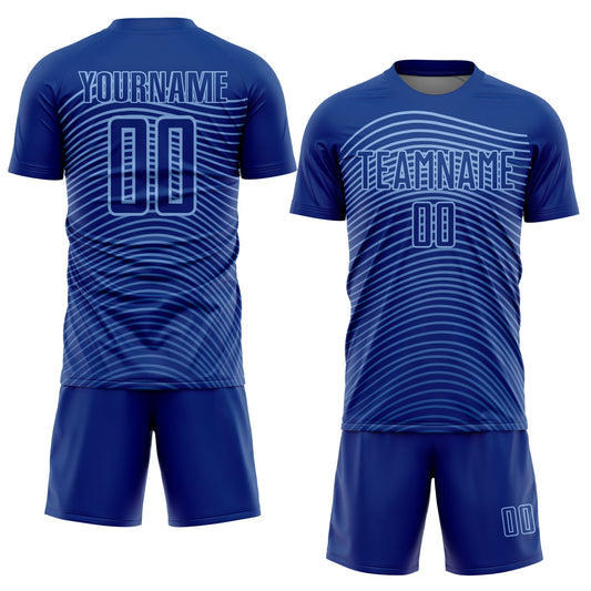 Custom Royal Light Blue Gradient Geometric Lines Sublimation Soccer Uniform Jersey - Sky-Custom