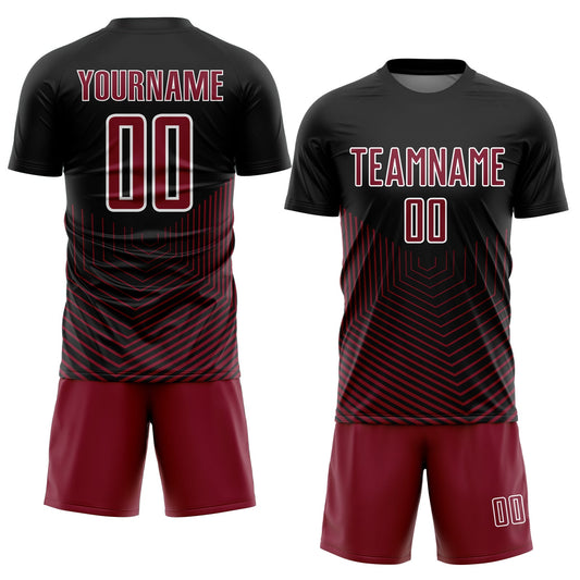 Custom Black Crimson-White Geometric Lines Sublimation Soccer Uniform Jersey - Sky-Custom