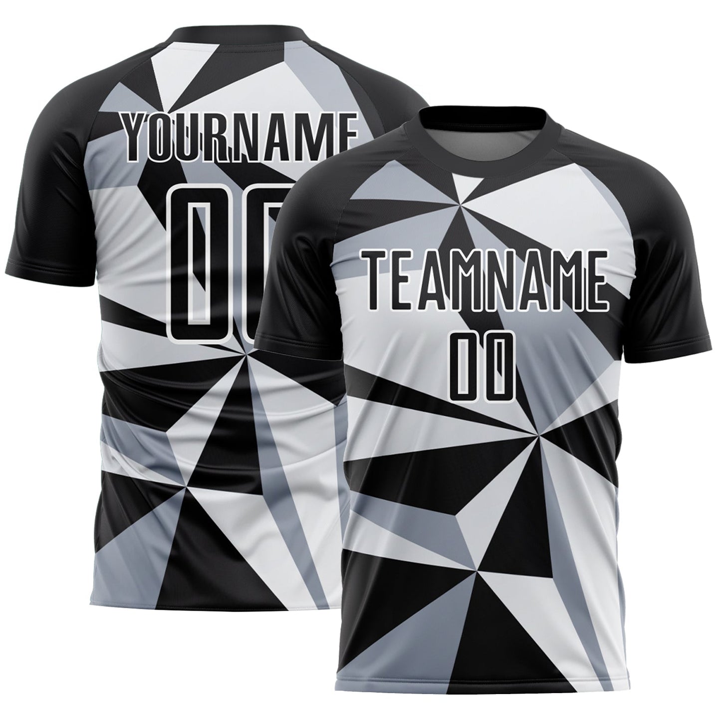 Custom Black White Geometric Pattern Sublimation Soccer Uniform Jersey - Sky-Custom