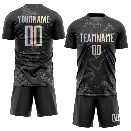 Custom Black Gradient-Gray Curve Lines Sublimation Soccer Uniform Jersey - Sky-Custom