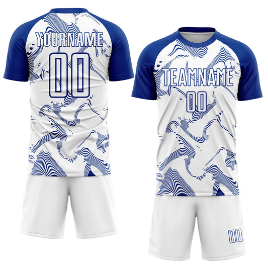 Custom White Royal Curve Lines Sublimation Soccer Uniform Jersey - Sky-Custom