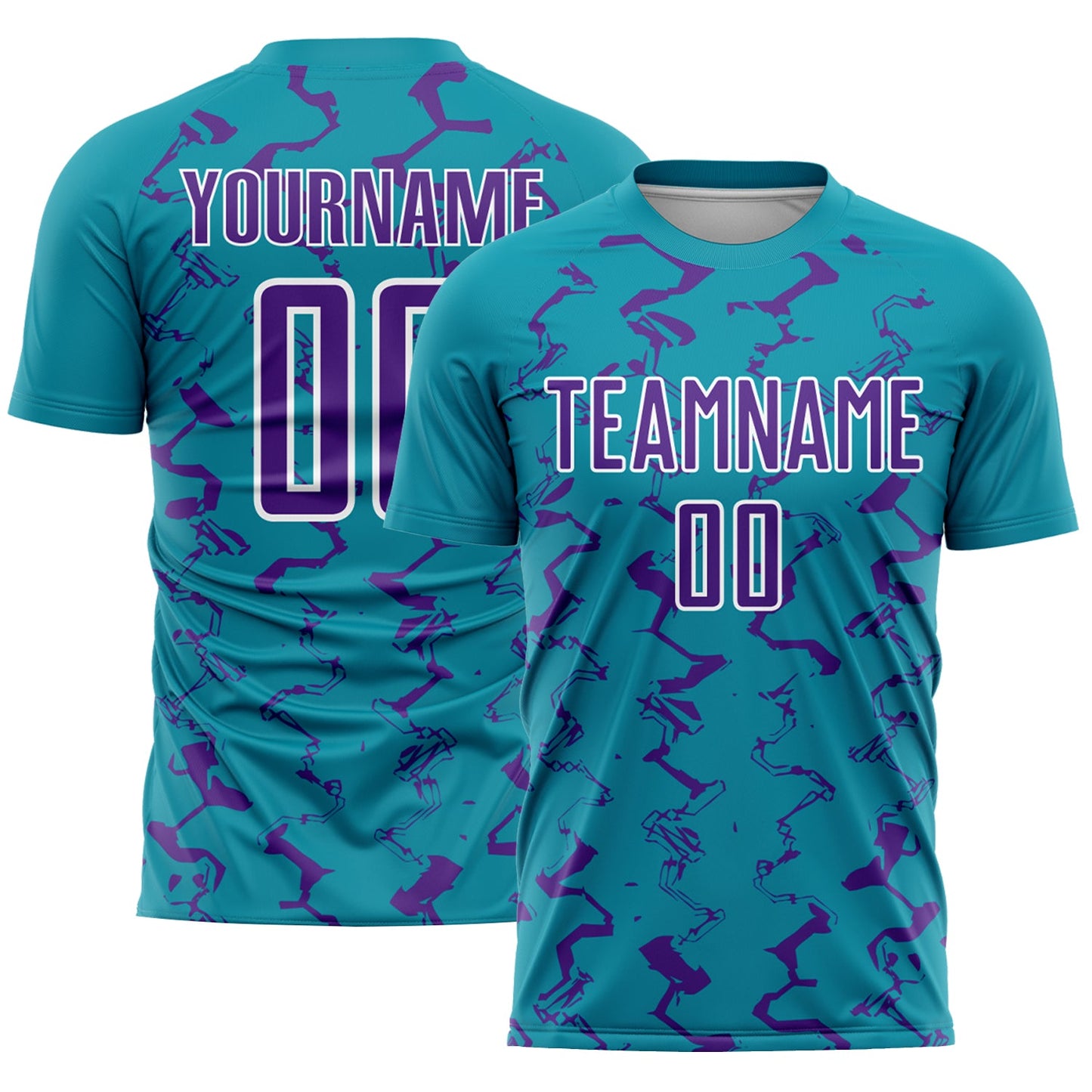 Custom Teal Purple-White Abstract Lines Sublimation Soccer Uniform Jersey - Sky-Custom
