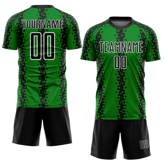 Custom Grass Green Black-White Abstract Geometric Pattern Sublimation Soccer Uniform Jersey - Sky-Custom