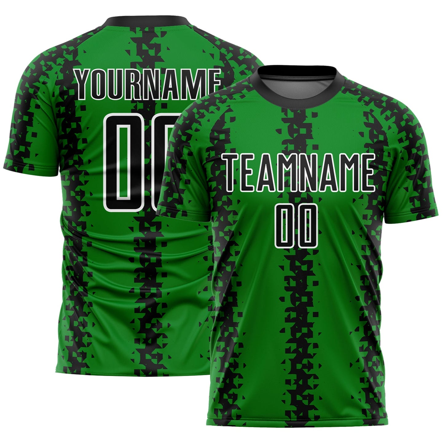 Custom Grass Green Black-White Abstract Geometric Pattern Sublimation Soccer Uniform Jersey - Sky-Custom