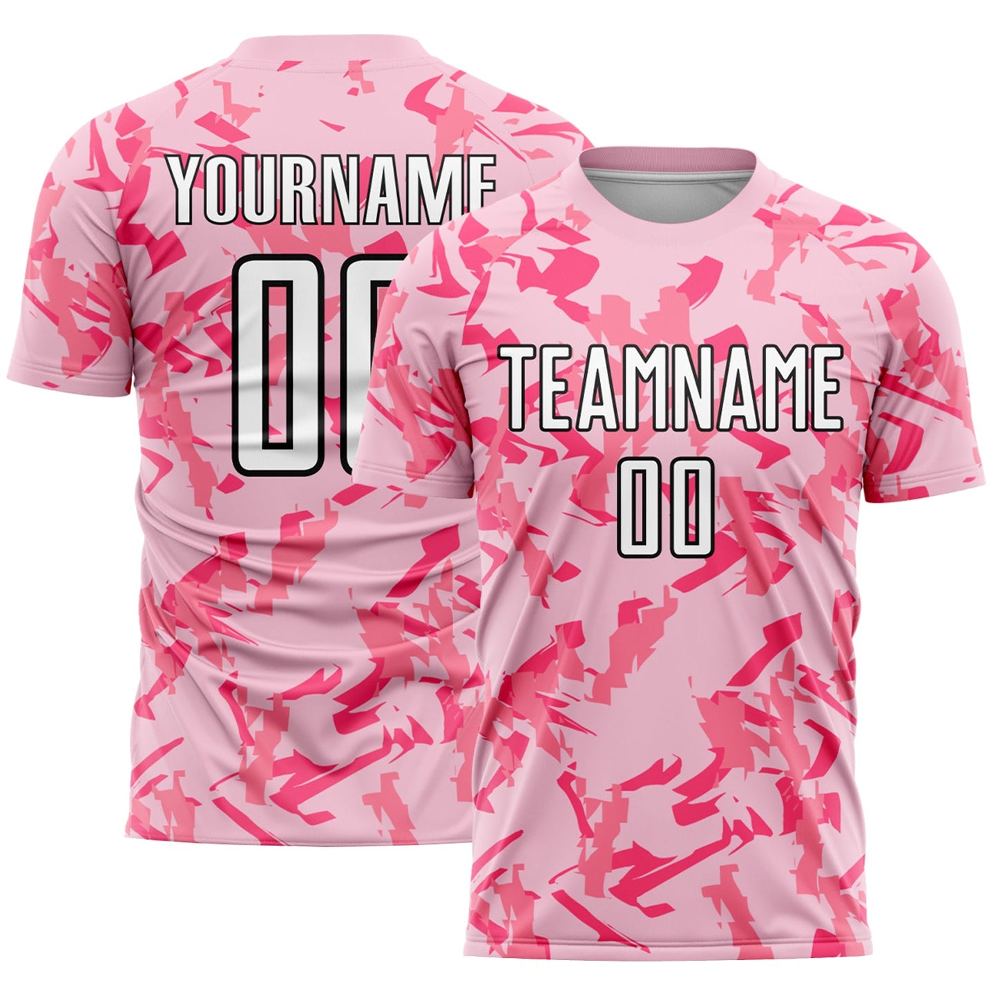 Custom Light Pink Black-Pink Abstract Geometric Pattern Sublimation Soccer Uniform Jersey - Sky-Custom