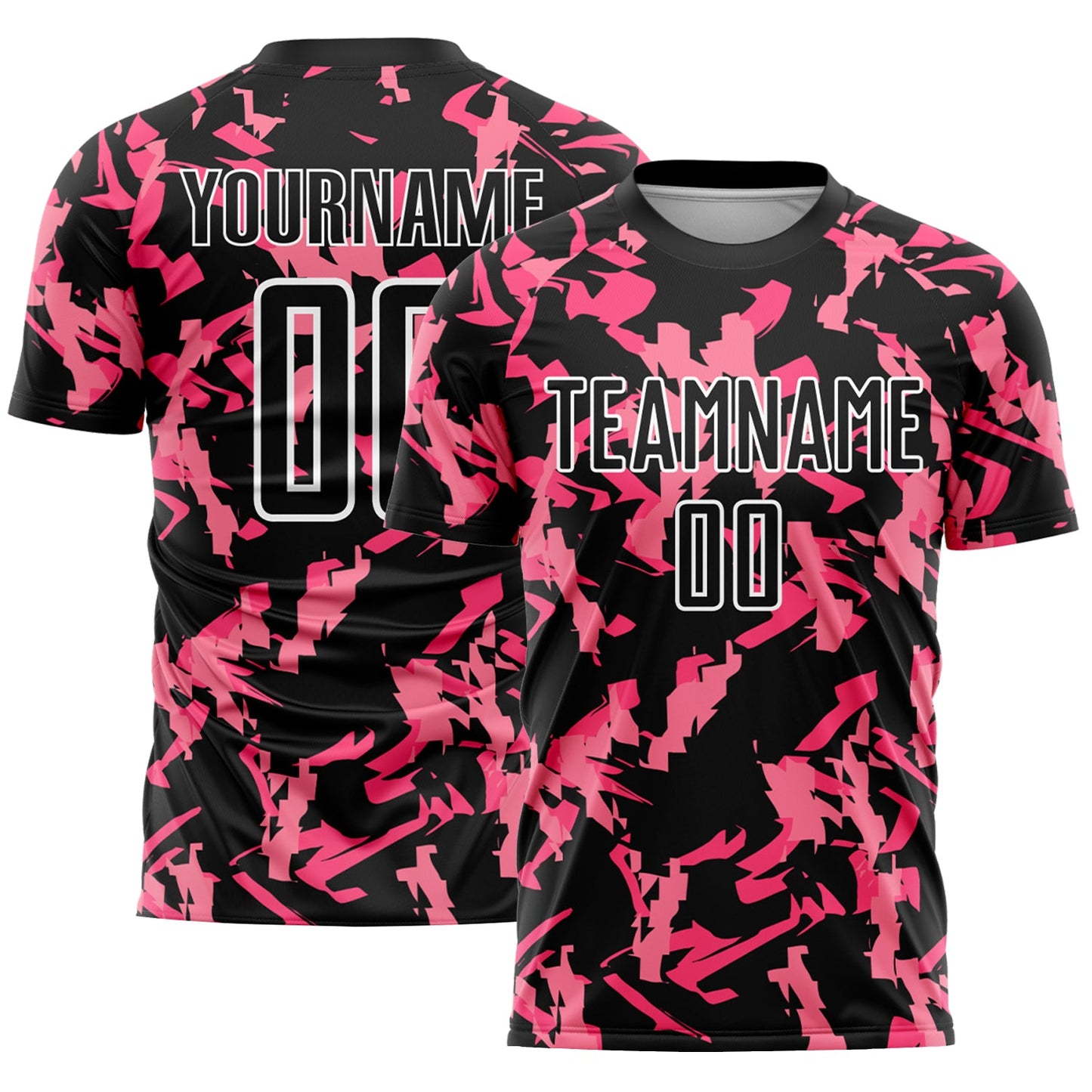 Custom Black Pink-White Abstract Geometric Pattern Sublimation Soccer Uniform Jersey - Sky-Custom