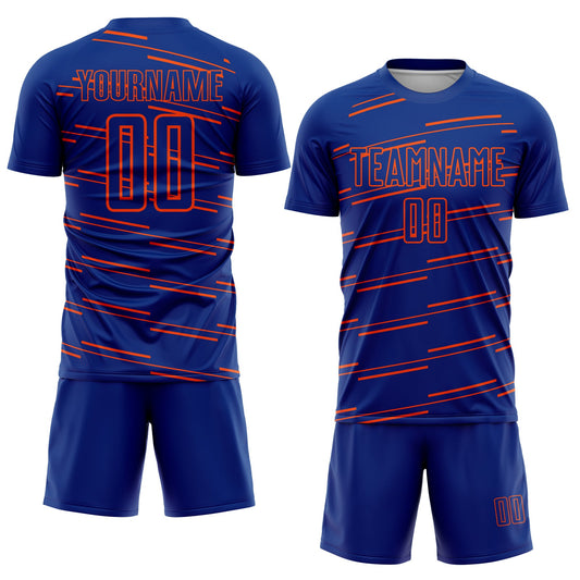 Custom Royal Orange Lines Sublimation Soccer Uniform Jersey - Sky-Custom