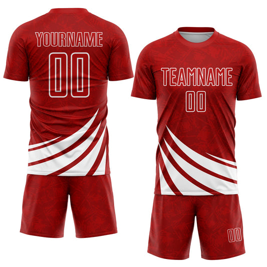 Custom Red White Wind Shapes Sublimation Soccer Uniform Jersey - Sky-Custom
