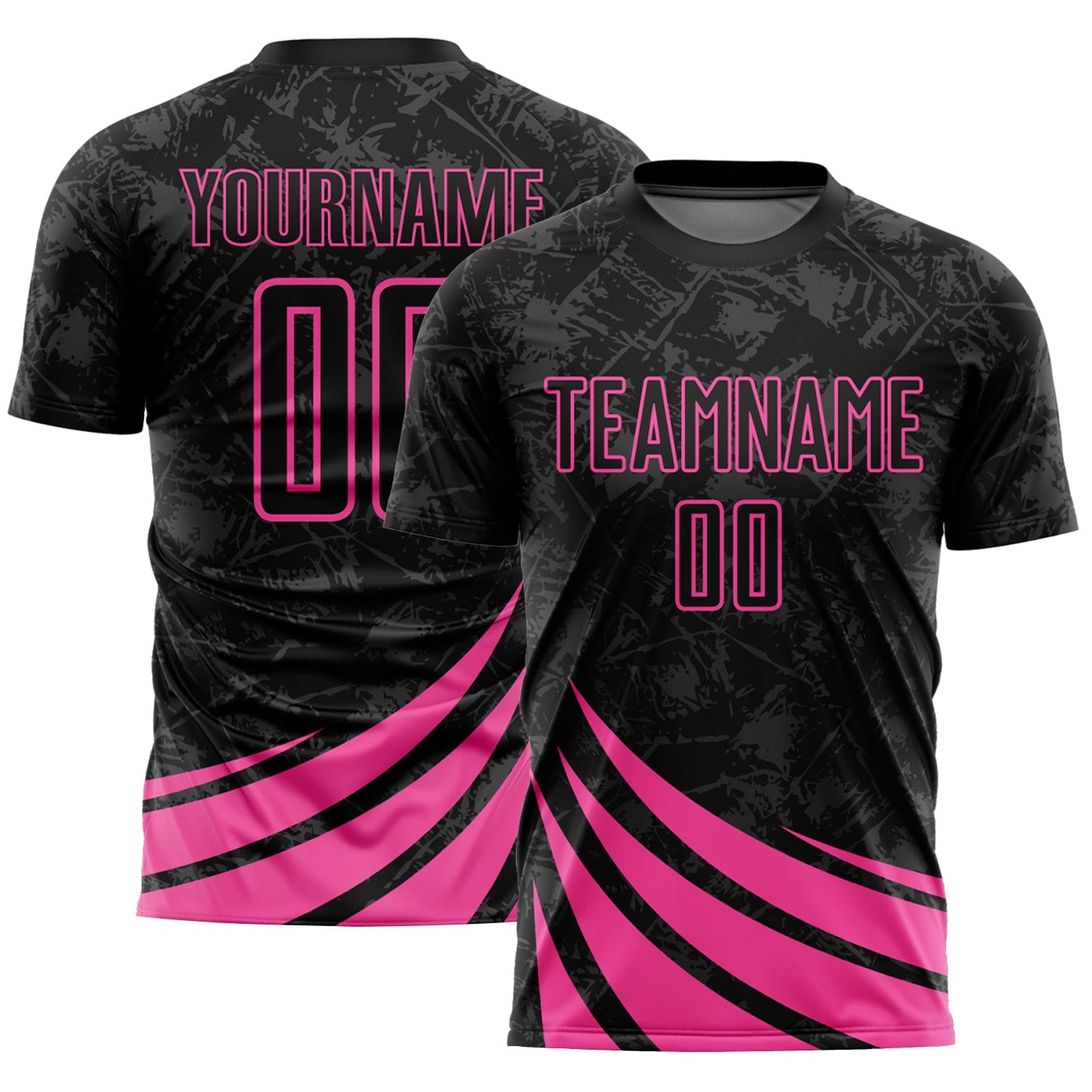Custom Black Pink Wind Shapes Sublimation Soccer Uniform Jersey - Sky-Custom