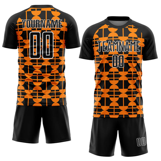 Custom Black Bay Orange-White Geometric Shapes Sublimation Soccer Uniform Jersey - Sky-Custom