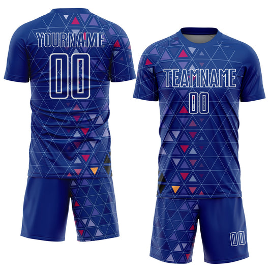 Custom Royal White Geometric Triangle Sublimation Soccer Uniform Jersey - Sky-Custom