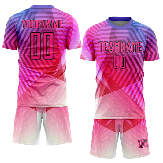 Custom Purple Pink-Black Geometric Shapes Sublimation Soccer Uniform Jersey - Sky-Custom