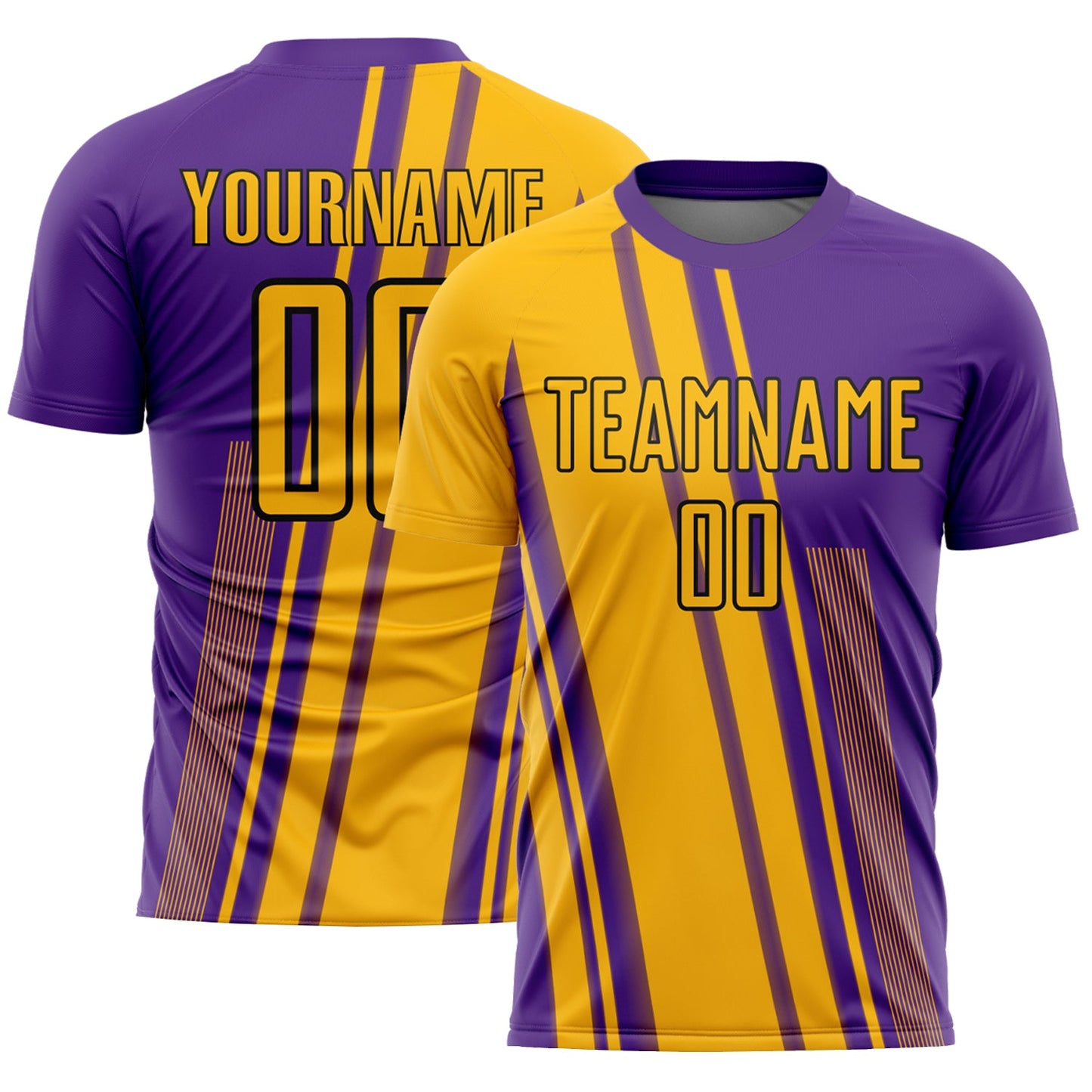 Custom Gold Purple-White Lines Sublimation Soccer Uniform Jersey - Sky-Custom