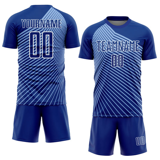 Custom Royal Light Blue-White Lines Sublimation Soccer Uniform Jersey - Sky-Custom
