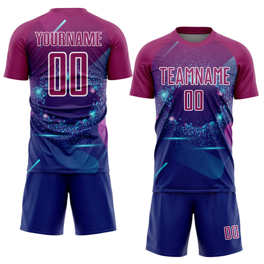 Custom Royal Purple-White Stars And Lines Sublimation Soccer Uniform Jersey - Sky-Custom