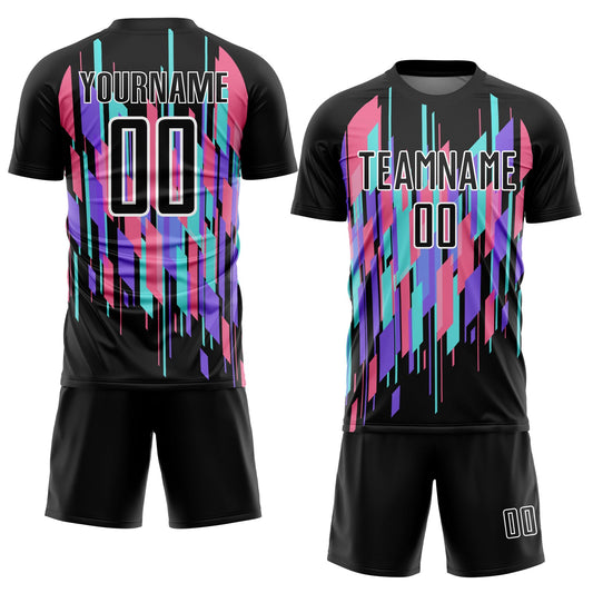 Custom Black White Geometric Shapes Sublimation Soccer Uniform Jersey - Sky-Custom