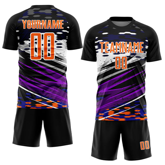 Custom Black Bay Orange-White Lines Sublimation Soccer Uniform Jersey - Sky-Custom
