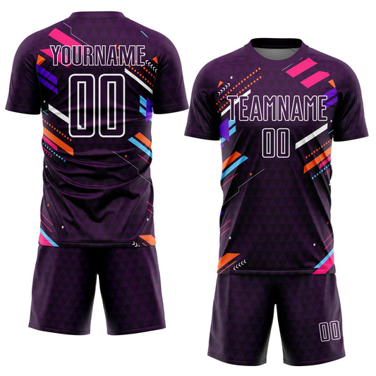 Custom Purple White Lines Sublimation Soccer Uniform Jersey - Sky-Custom