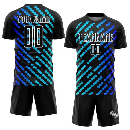 Custom Black Sky Blue-Royal Lines Sublimation Soccer Uniform Jersey - Sky-Custom