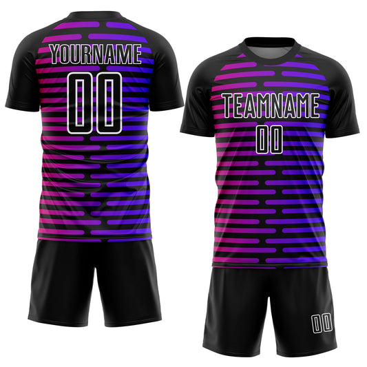 Custom Black Purple-Pink Lines Sublimation Soccer Uniform Jersey - Sky-Custom