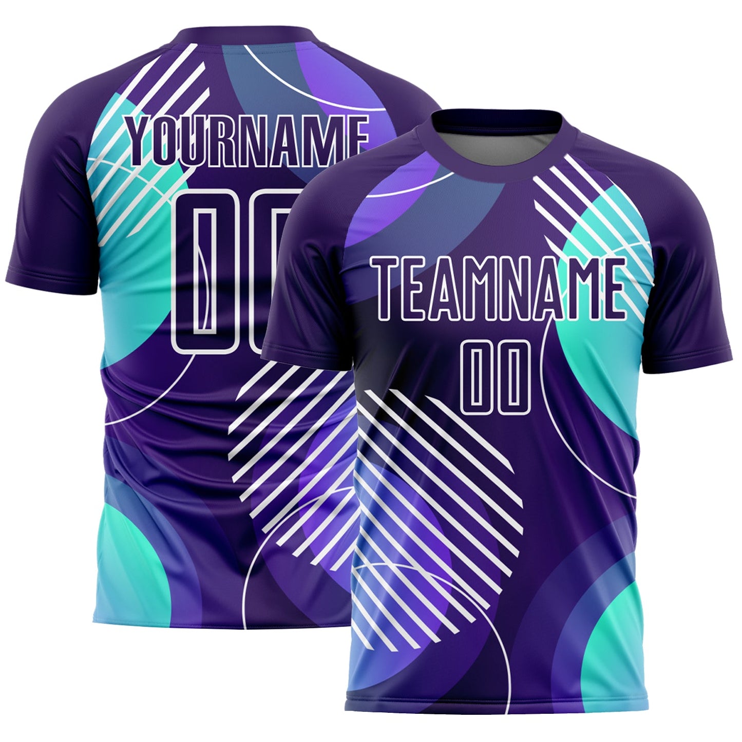 Custom Dark Purple White Geometric Shapes Sublimation Soccer Uniform Jersey - Sky-Custom