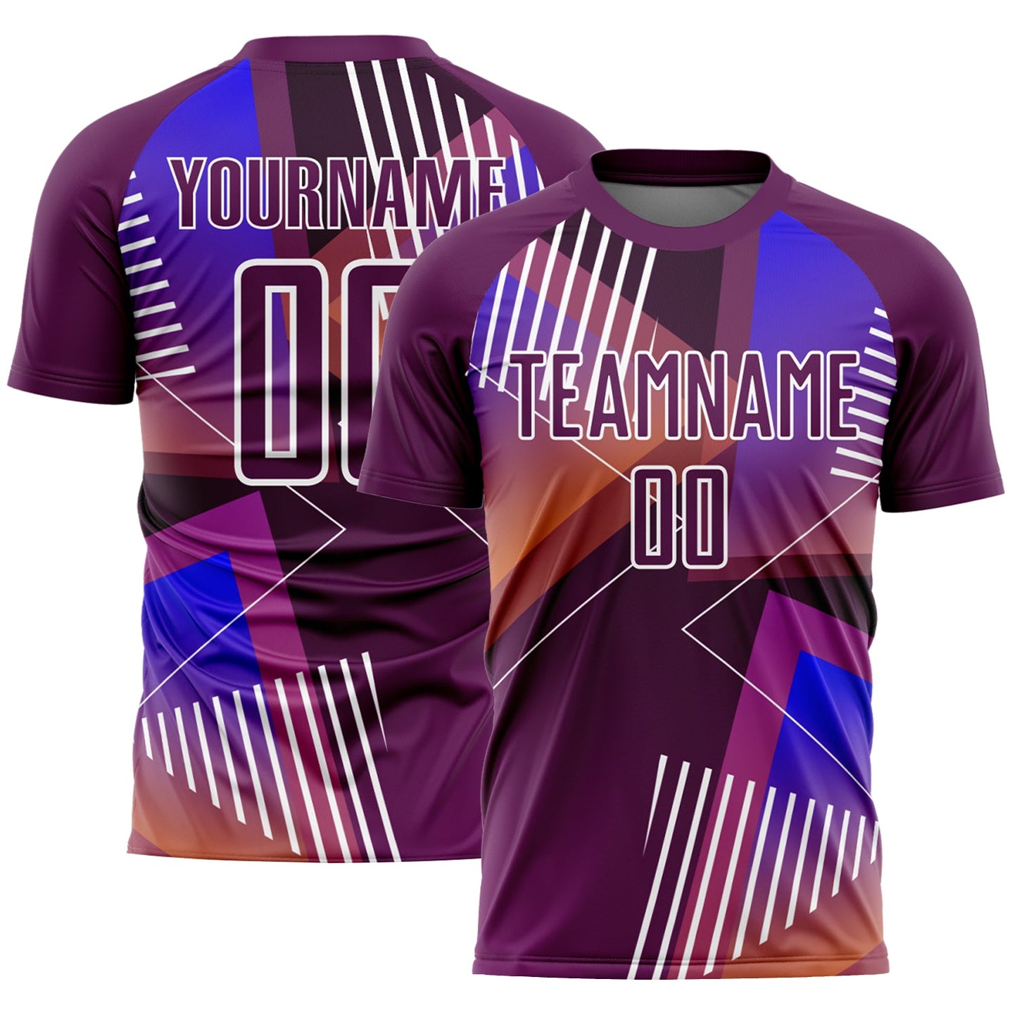 Custom Purple White Geometric Shapes Sublimation Soccer Uniform Jersey - Sky-Custom