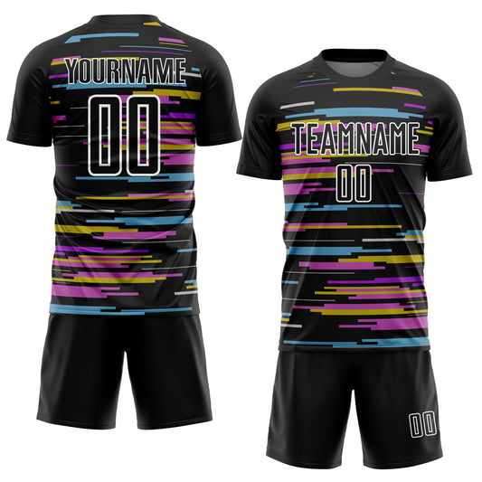 Custom Black White Lines Sublimation Soccer Uniform Jersey - Sky-Custom