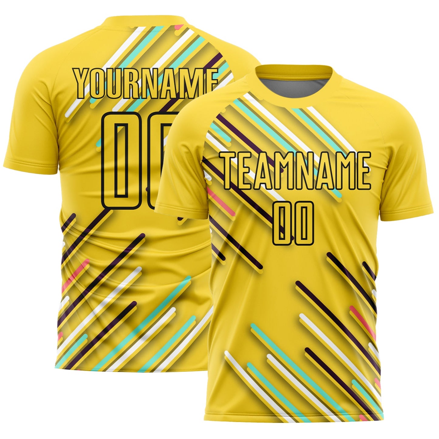 Custom Yellow Black Lines Sublimation Soccer Uniform Jersey - Sky-Custom