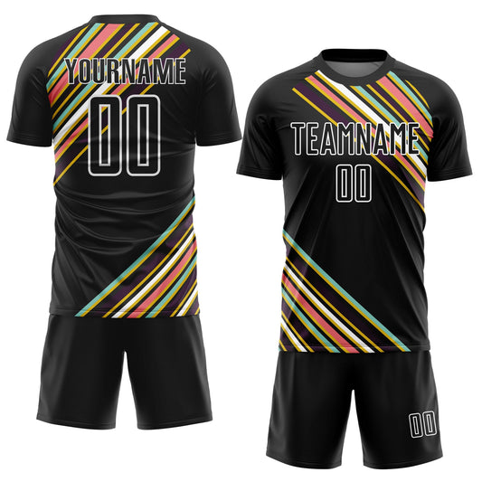 Custom Black White Lines Sublimation Soccer Uniform Jersey - Sky-Custom
