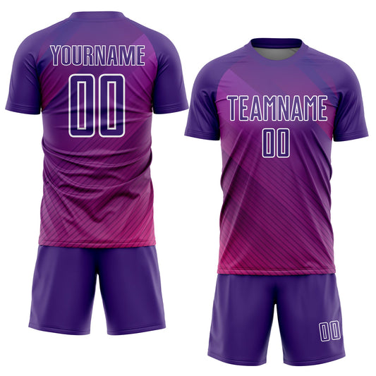 Custom Purple White Lines Sublimation Soccer Uniform Jersey - Sky-Custom