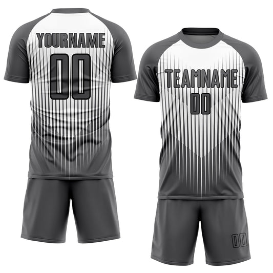 Custom Gray White-Black Lines Sublimation Soccer Uniform Jersey - Sky-Custom