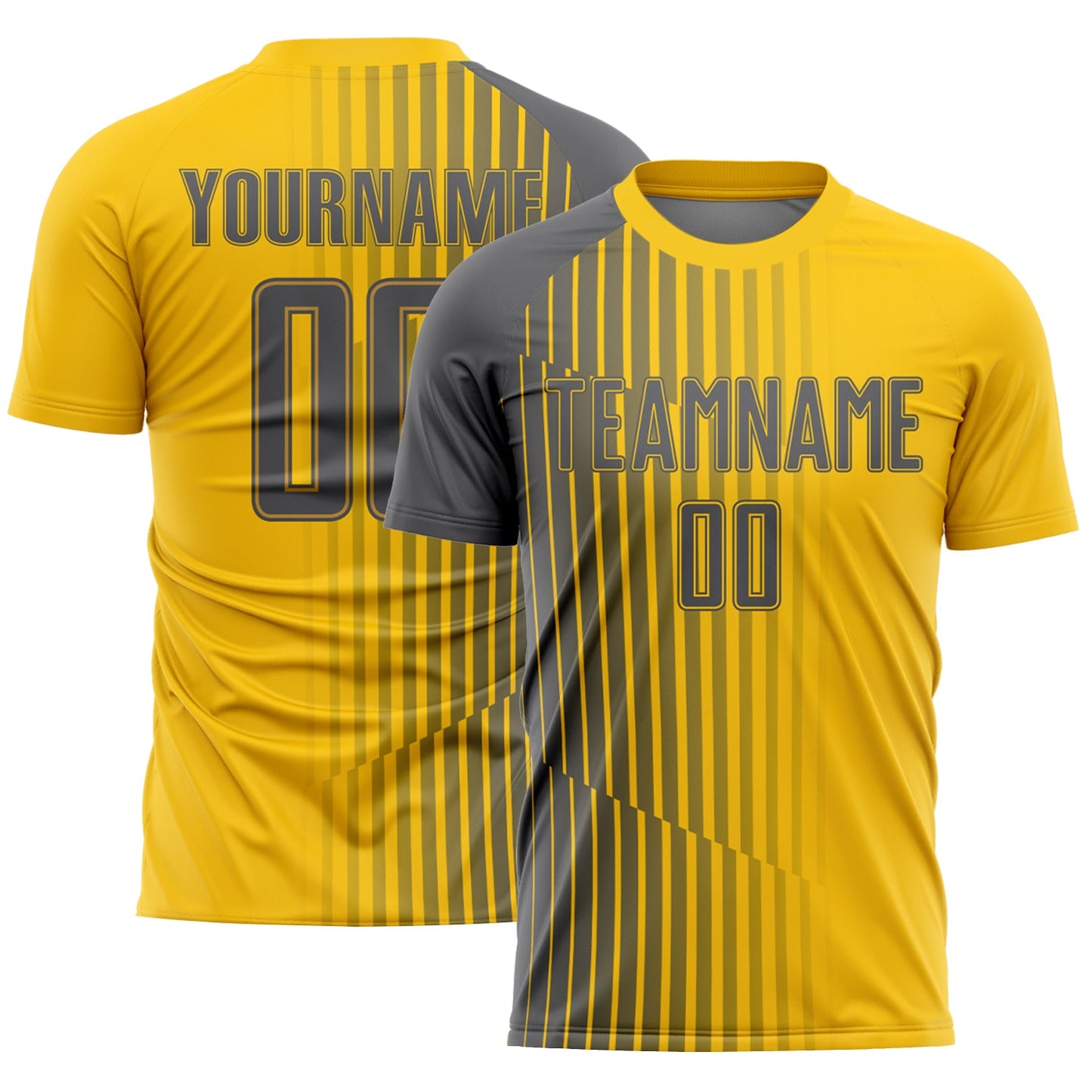 Custom Yellow Steel Gray Lines Sublimation Soccer Uniform Jersey - Sky-Custom