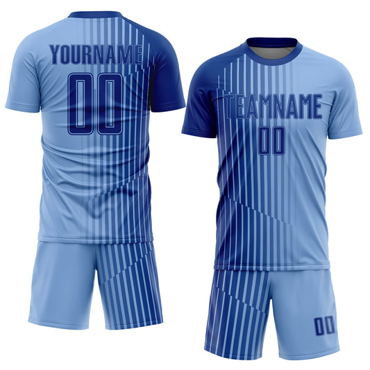 Custom Light Blue Royal Lines Sublimation Soccer Uniform Jersey - Sky-Custom