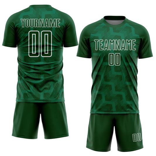 Custom Green White Lines Sublimation Soccer Uniform Jersey - Sky-Custom