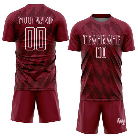 Custom Crimson White Geometric Shapes Sublimation Soccer Uniform Jersey - Sky-Custom