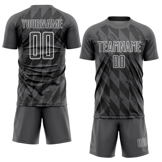 Custom Steel Gray White Geometric Shapes Sublimation Soccer Uniform Jersey - Sky-Custom